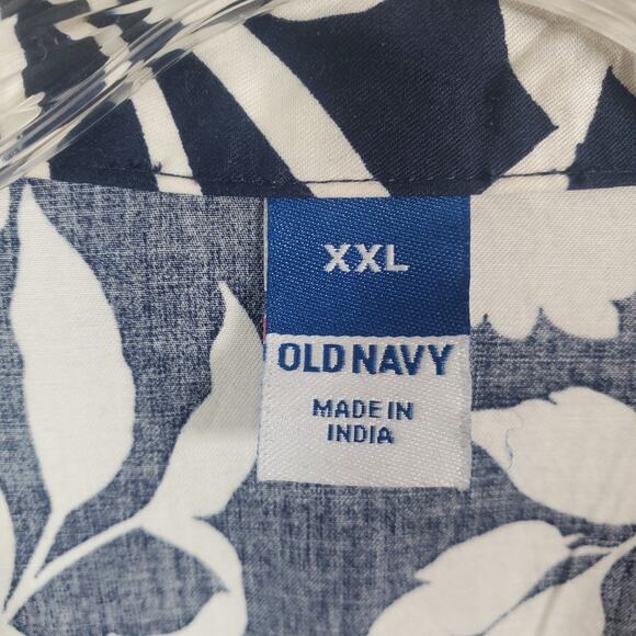 Old Navy Waist-Defined Midi Shirt Dress Navy Blue White Floral Cotton Sz XXL - Picture 9 of 14